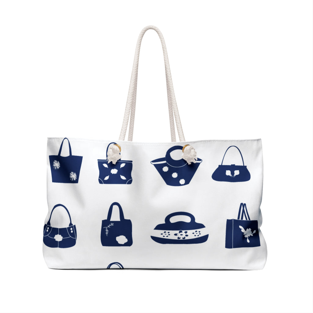 Navy Handbag Icons Weekender Bag | Tote Beach Travel Bag