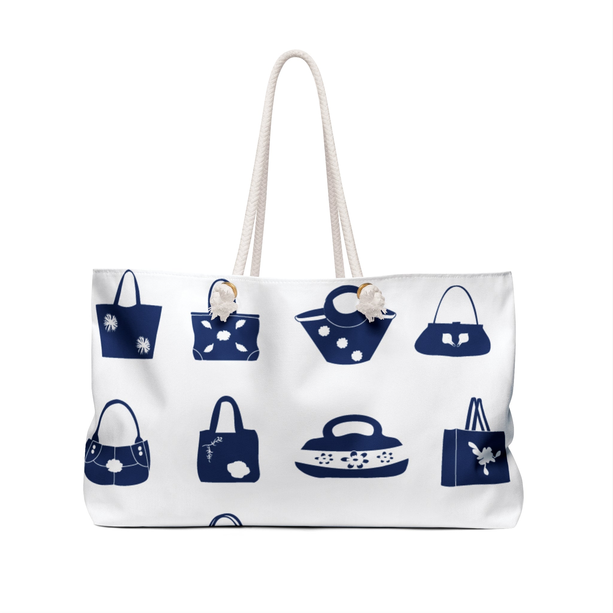 Navy Handbag Icons Weekender Bag | Tote Beach Travel Bag