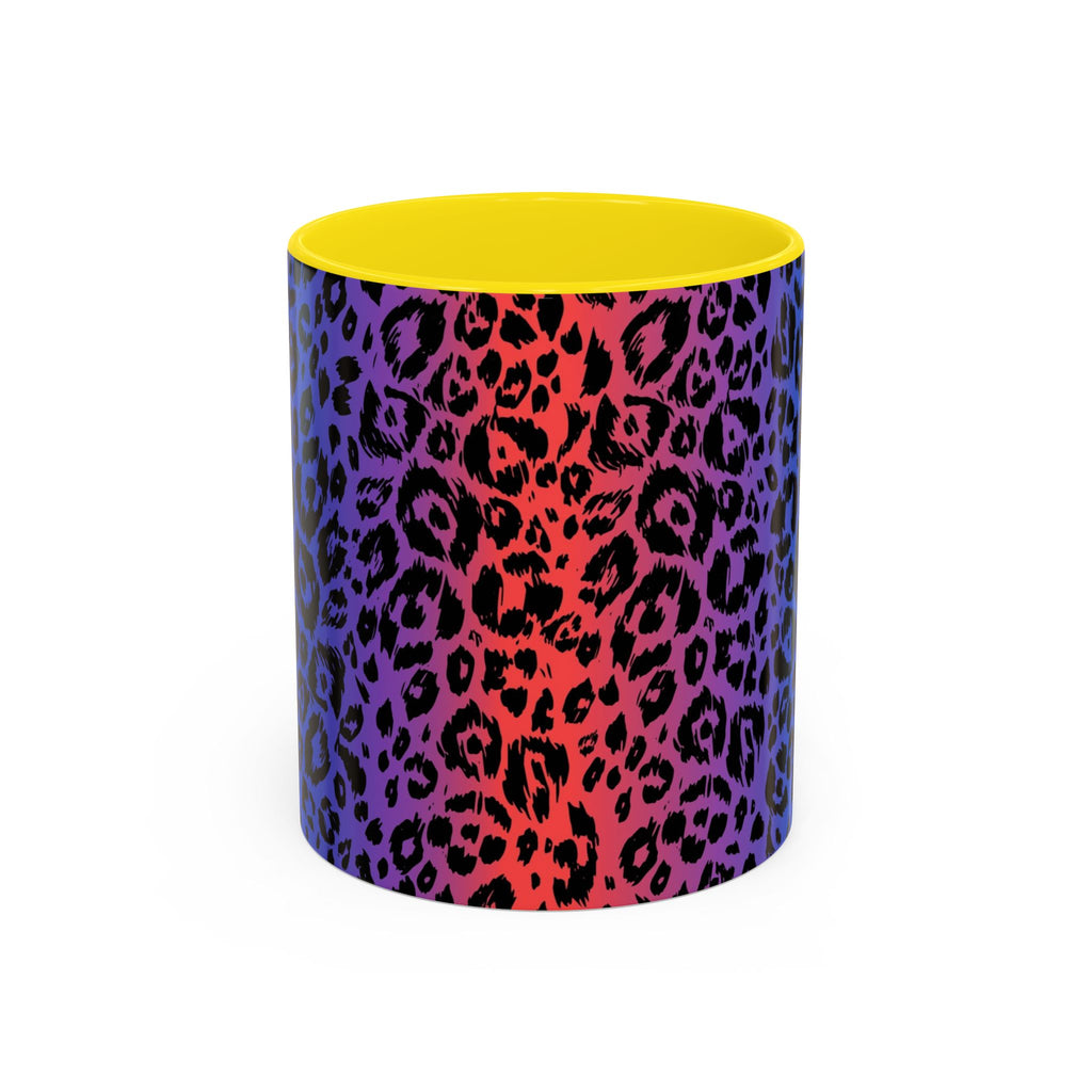 Rainbow Leopard Accent Coffee Mug — Colorful Animal Print 11/15oz