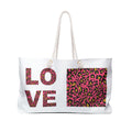 Pink Leopard LOVE Weekender Bag | Animal Print Travel Tote