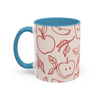 Apple Doodle Accent Coffee Mug — Red Apple Pattern Ceramic Mug (11/15oz)