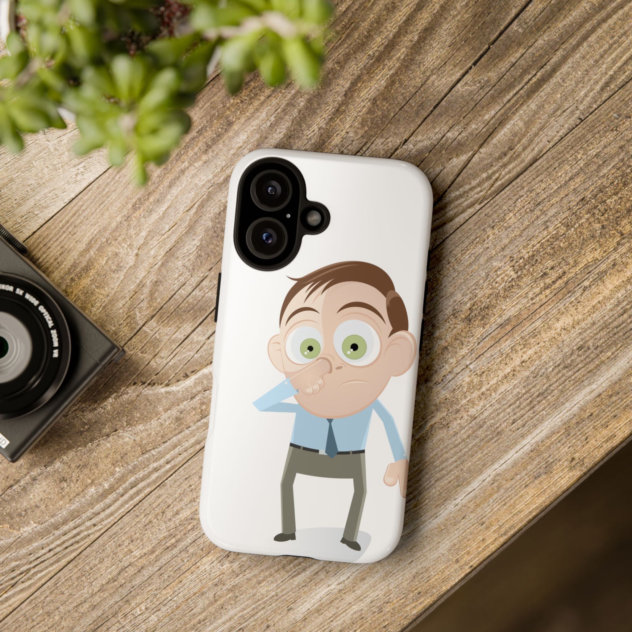 Funny Cartoon Guy Phone Case – Humorous Nose-Picking Character Protective Cover