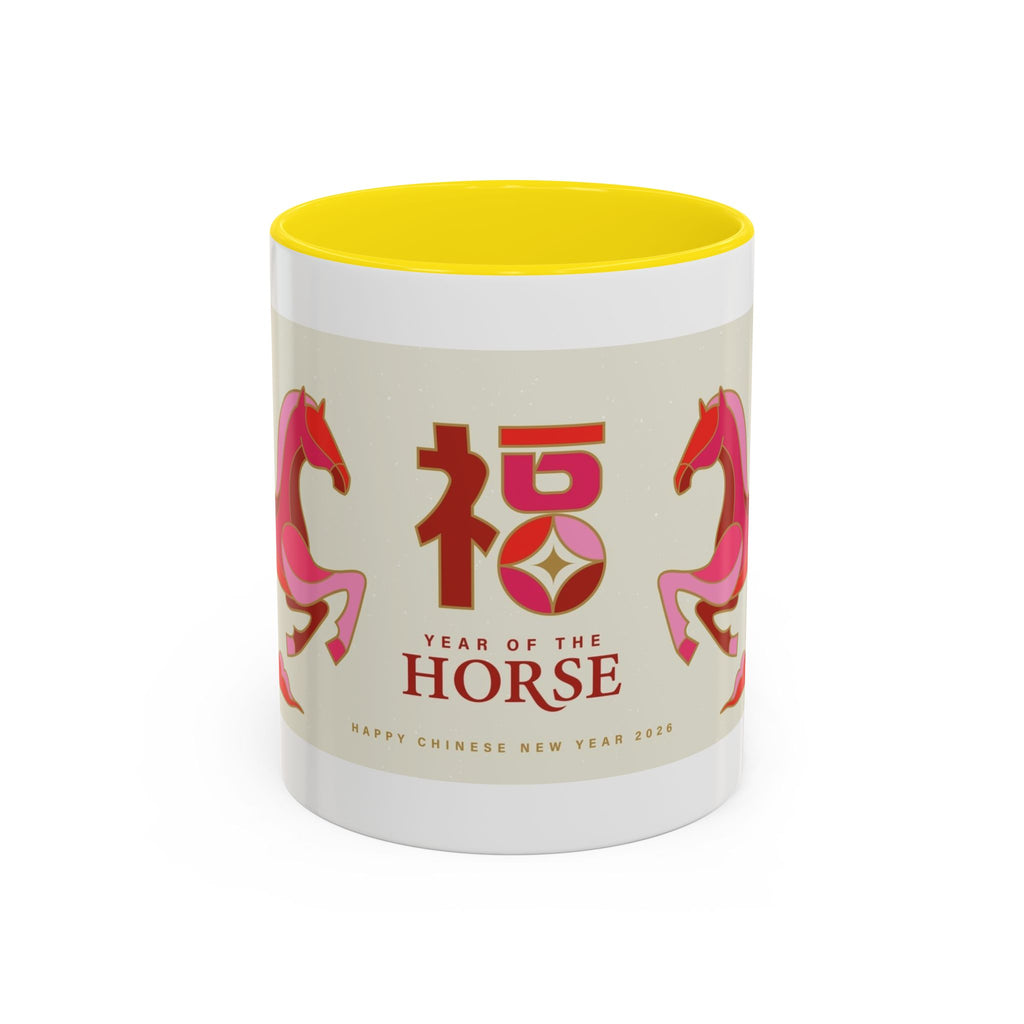 Year of the Horse Accent Coffee Mug — Chinese New Year Lucky Horse Design (11/15oz)