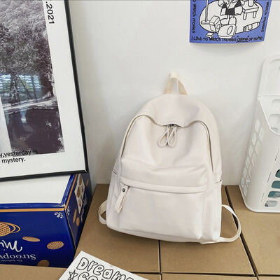 Stylish PU Leather Zip Backpack for Everyday Use