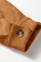 Solid Faux Suede Hollowed Jacket