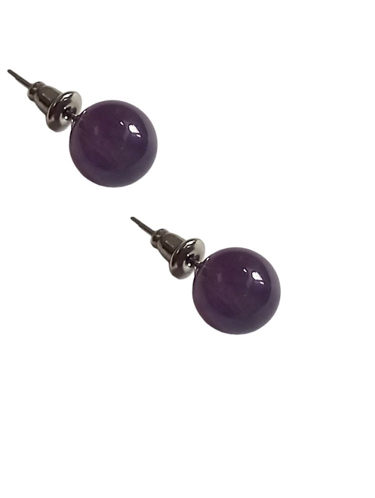 Boucles d'Oreilles Raffinées en Acier Inoxydable avec Perles Améthyste