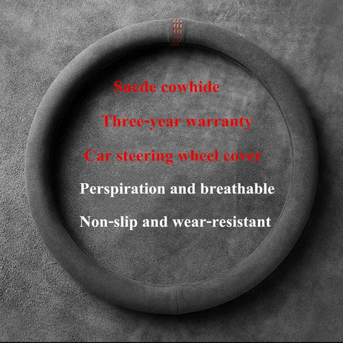 38cm Suede Leather Car Steering Wheel Cover Wear-Resistant For BMW E90
