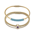 Gemstone CZ Halo Bangle Set