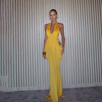 Spring Women Design Deep V Plunge Sexy Pleated Waist Tight Dress
