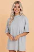Reversible Contrast Stitching Mock Neck T-Shirt