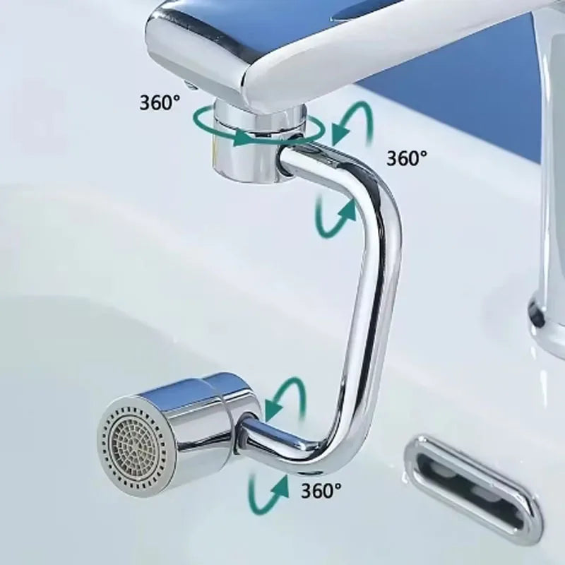 1pc 1080° Swivel Stainless Steel Faucet Extender Splashproof Dual