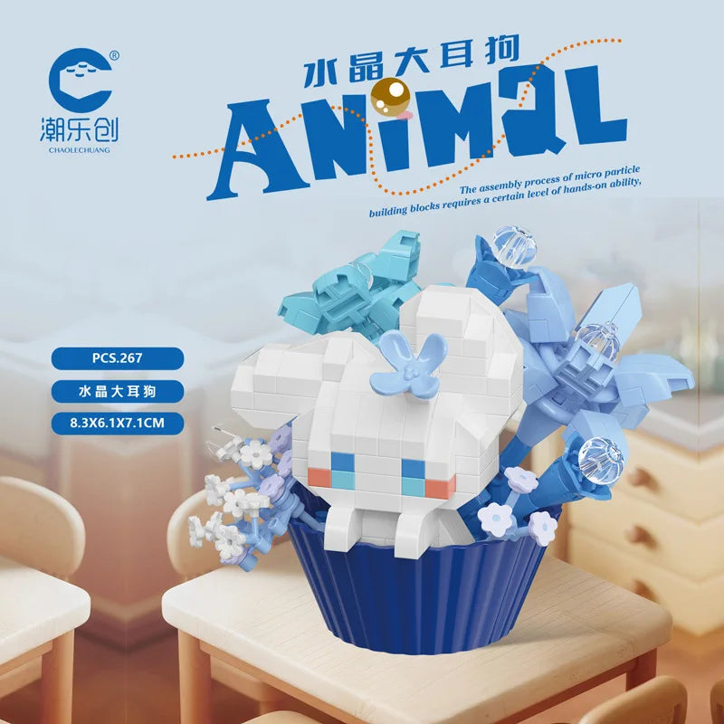 Cute dessert small animals potted bouquet cartoon doll panda puppy
