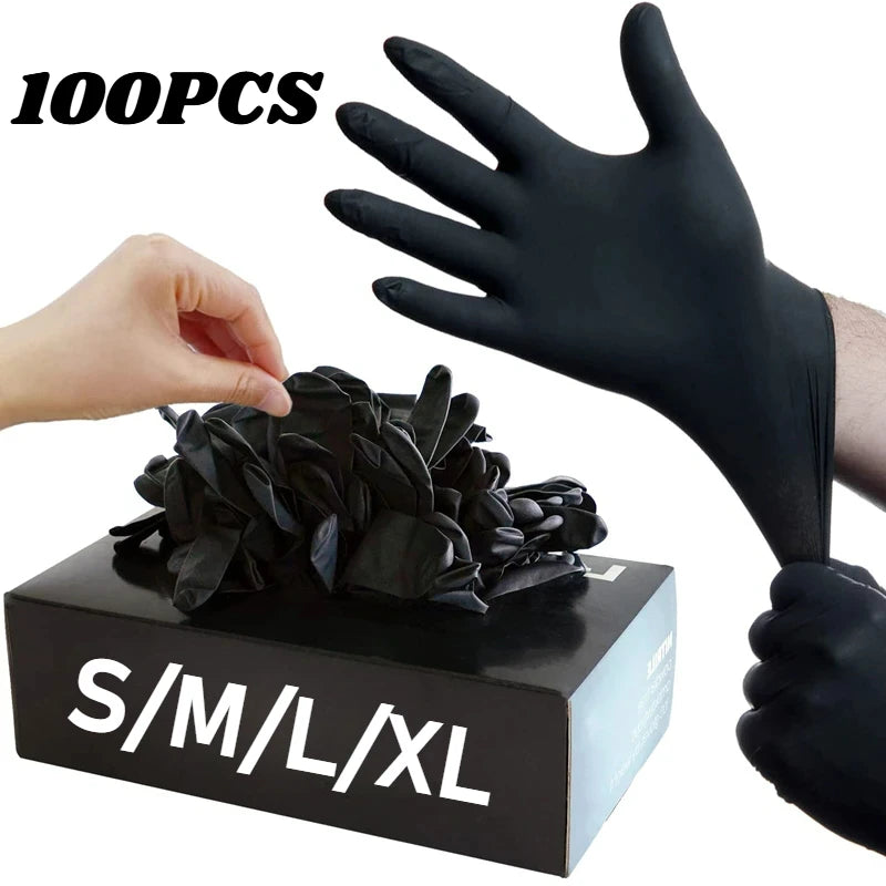 10/20/50/100PCS Black Nitrile Disposable Gloves for Work Latex Free