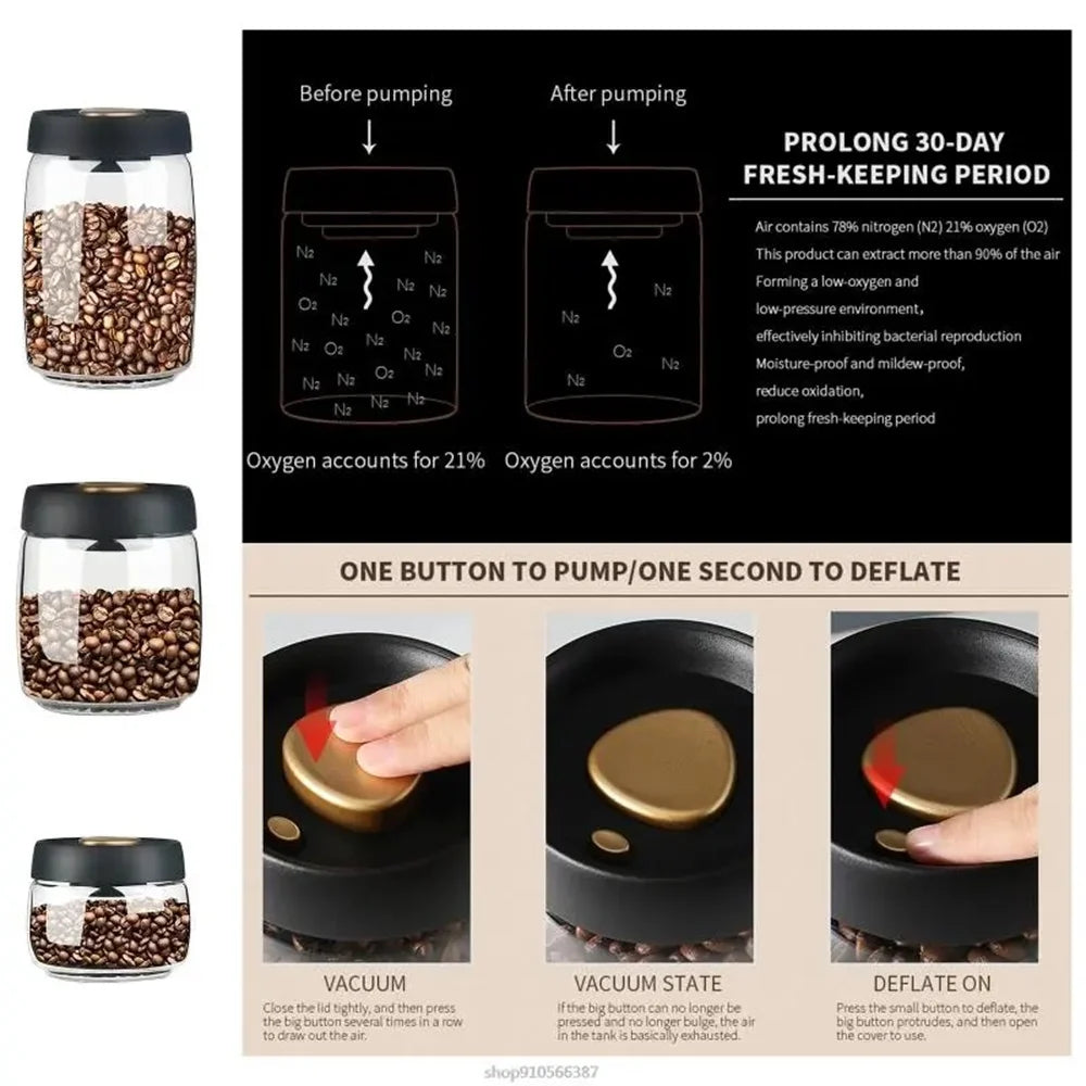 1pack Coffee Bean Storage Container Airtight Lid Sealed with