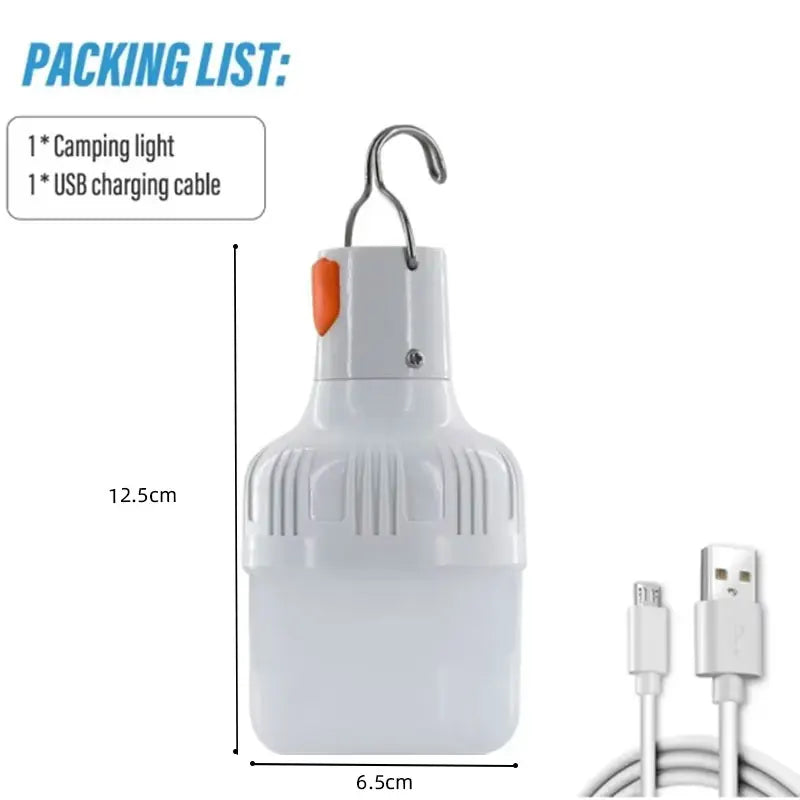1PC Outdoor USB Rechargeable LED Lamp Bulbs 60W Emergency Light Hook