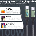 100W USB C to USB C Cable Type C PD 5A FastCharging for LED Display