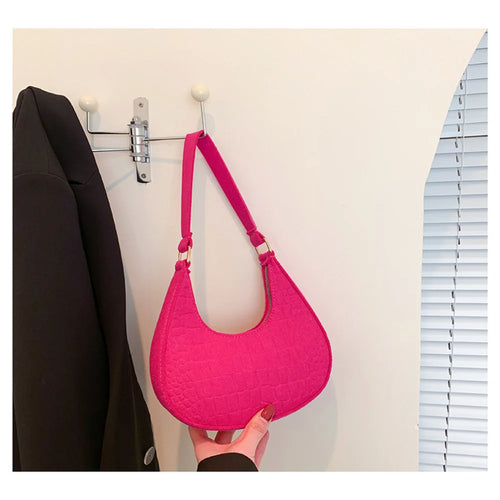New Brand Women Retro Underarm Bag Felt Solid Color Shoulder Bag