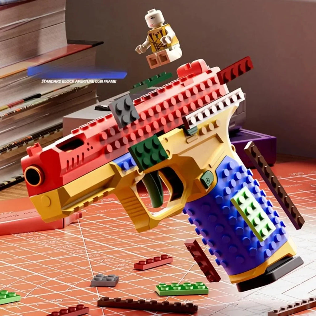Hanging Toy Gun Continuous Firing Building Block Pistol Shell Throwing