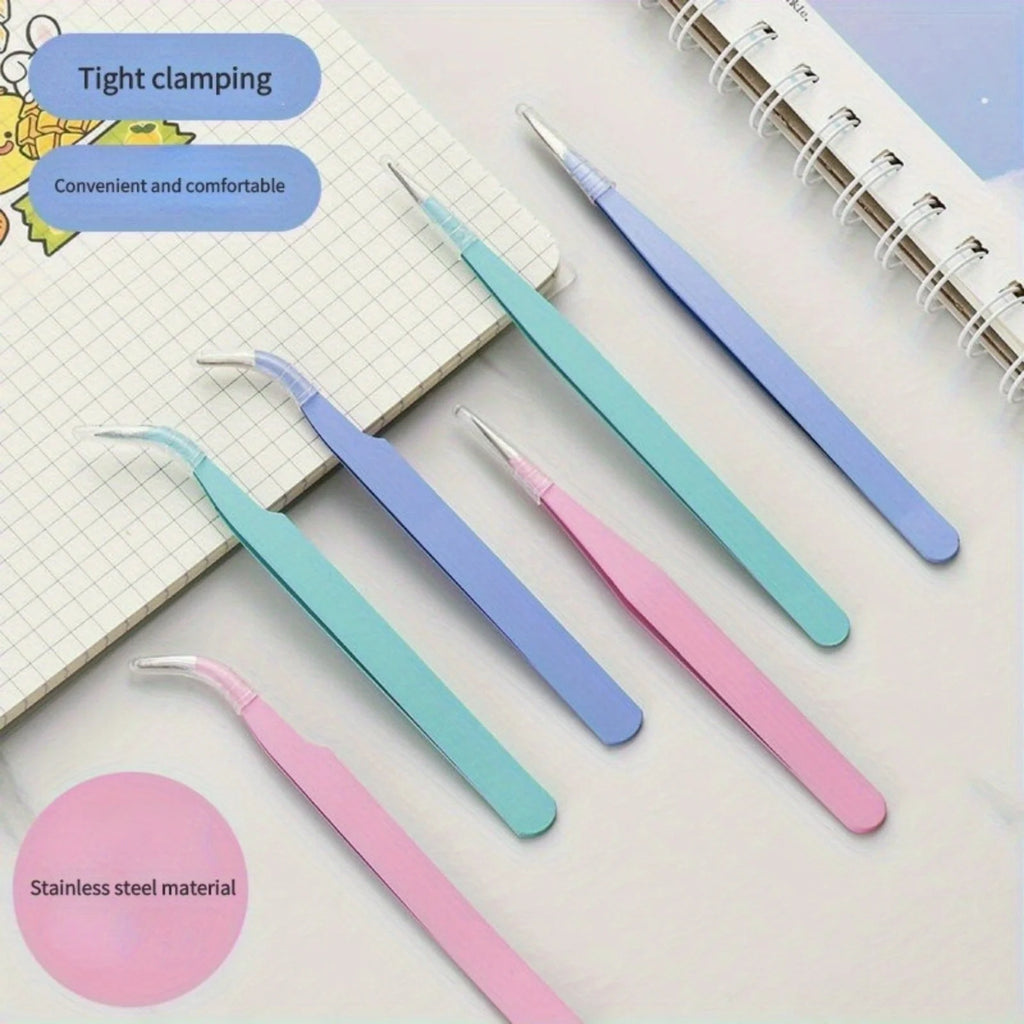 2pcs Stainless Steel Precision Tweezers, Color Scrapbook , Straight