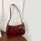 Solid Color PU Leather Women Shoulder Bags Fashion Ladies Cherry