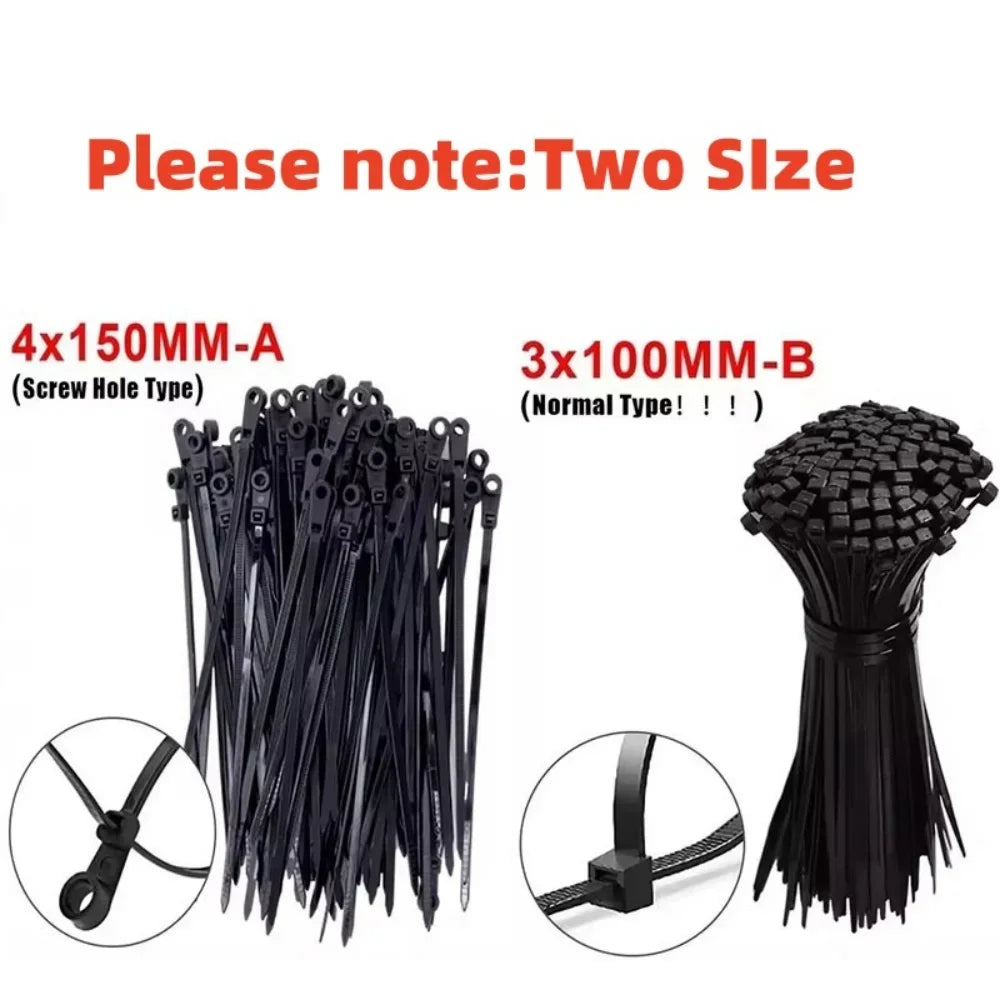 500/100PCS Screw Hole Cable Ties Reusable Fixed Nylon Cable Ties