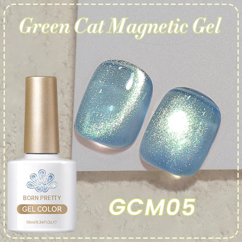 BORN PRETTY 10ml Green Cat Magnetic Gel Ultra Shine Holographic