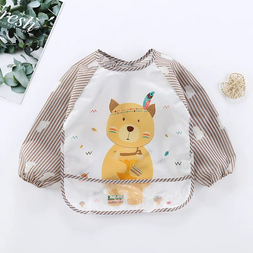 Waterproof EVA Full Sleeve Baby Bibs Children Apron Long Sleeve