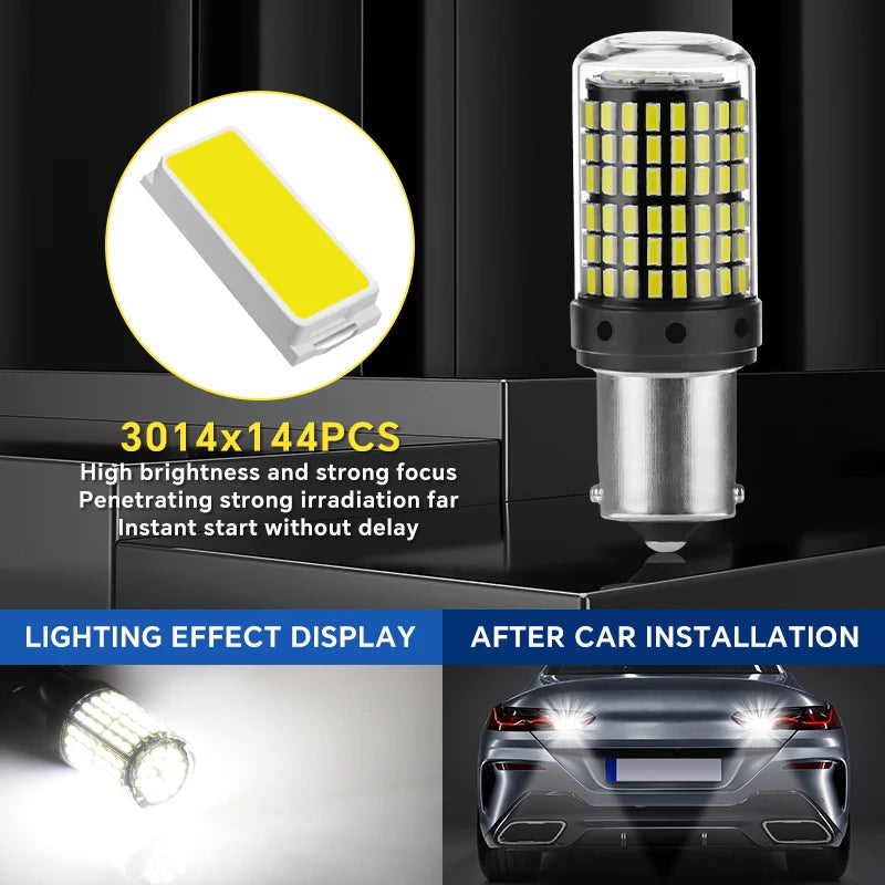 YiRui 2pcs 12-48V New LED Bulbs 144smd Lamp Reverse Turn Signal Light
