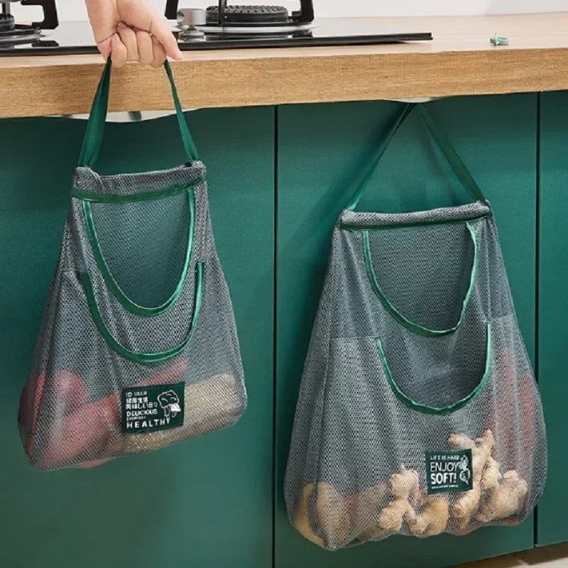 Reusable Storage Bags Kitchen Hanging Mesh Bag Home Fruit And