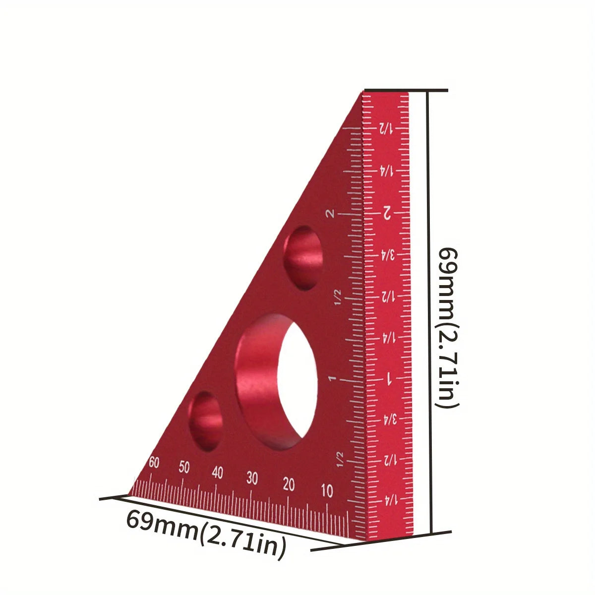 Right Angle Ruler,Aluminum Triangle Ruler w/ Both Imperial and Metric