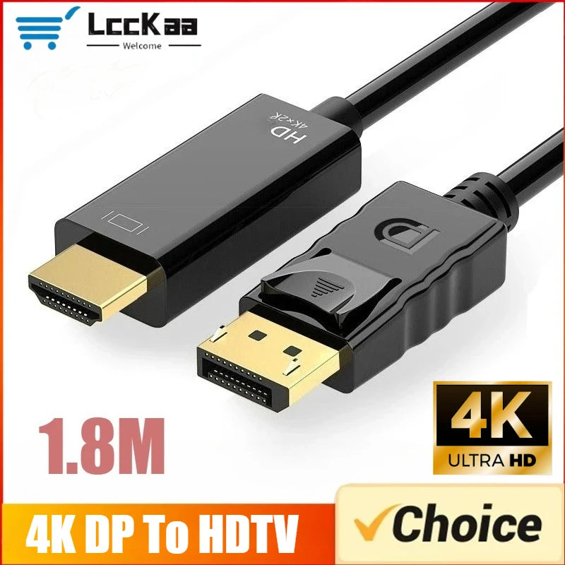 1.8M DP To HDMI-compatible Cable 4k DisplayPort To HD Adapter Male To
