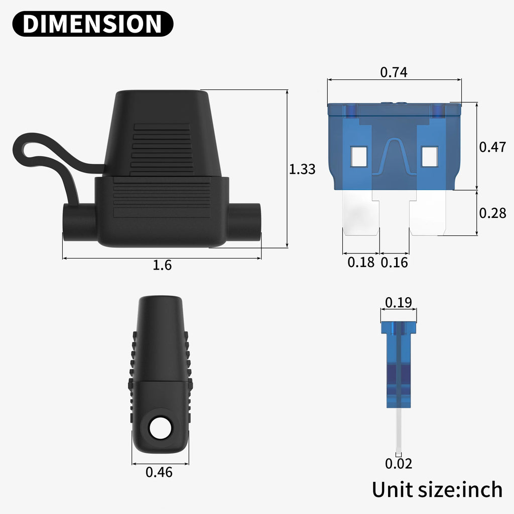 DaierTek 5PCS 18 Gauge Fuse Holder 12V for ATC/ATO Blade Fuse Inline