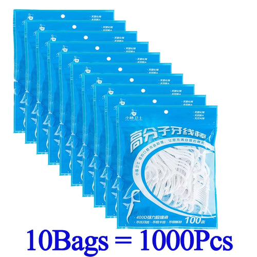 High Tensile Strength Dental Floss Pick Bow Shaped Super Thin Dental