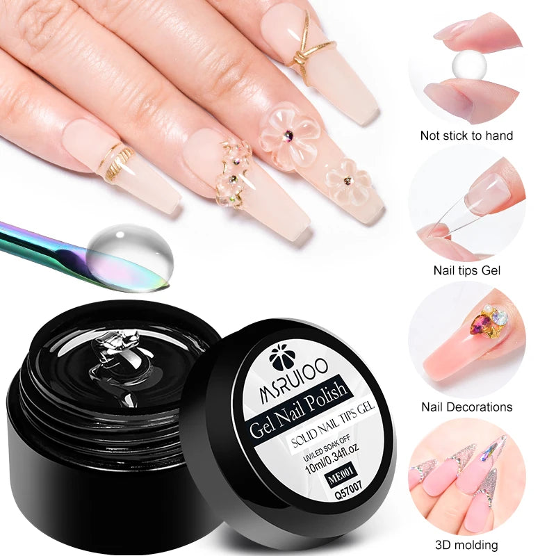 MSRUIOO 10ml Clear Solid Nail Tips Gel Long Lasting Bubble-free UV/LED