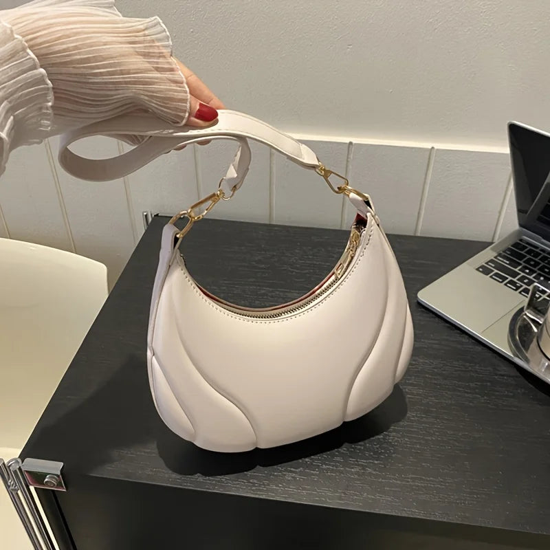 Women's French Handbag Shoulder Bag Textured Crossbody Bag Zipper