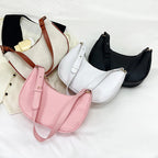 Womens Fashion Handbags Retro Solid Color Pu Leather Bag Half Simple