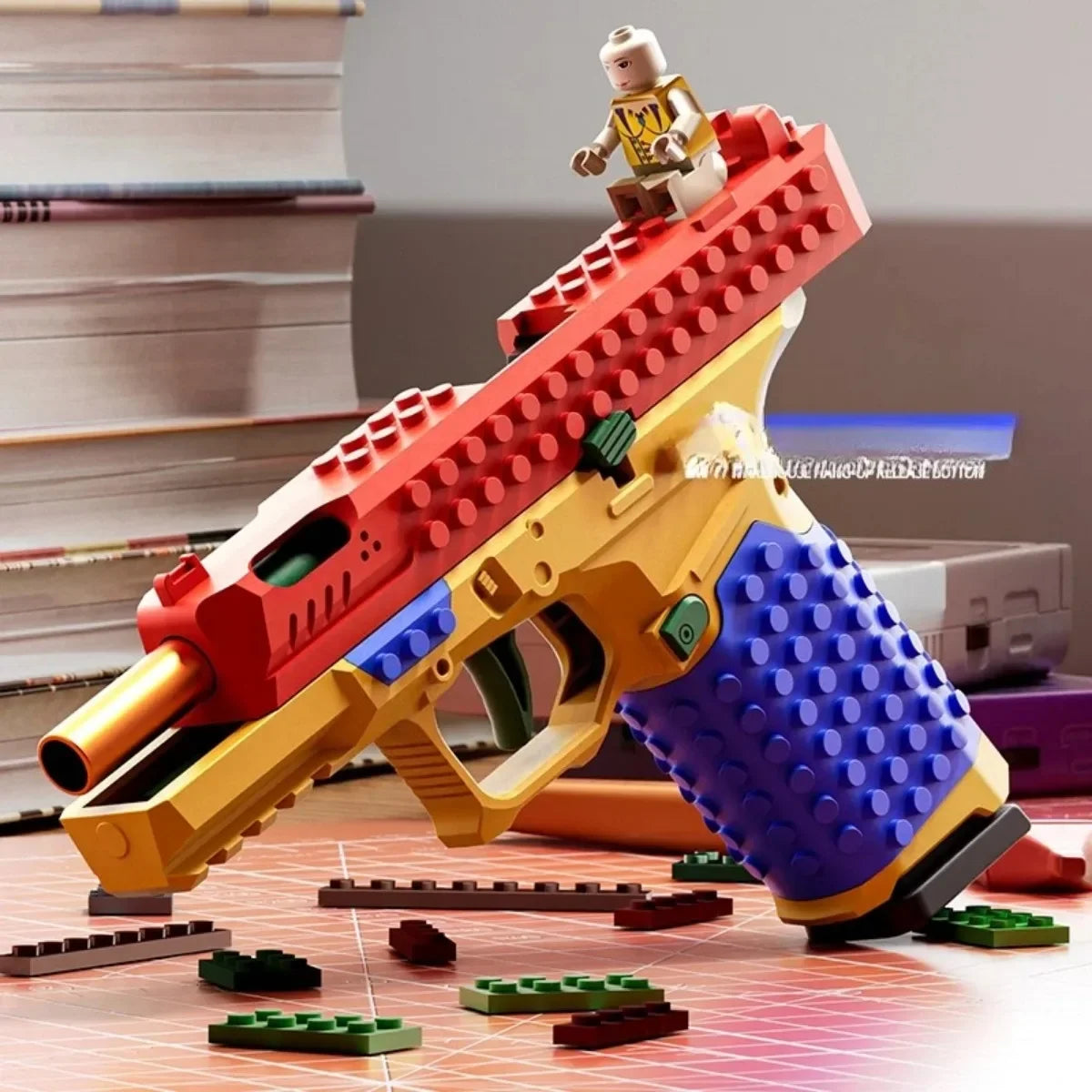 Hanging Toy Gun Continuous Firing Building Block Pistol Shell Throwing