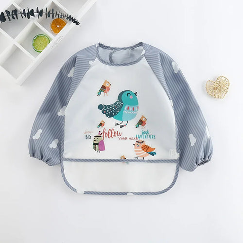 Waterproof EVA Full Sleeve Baby Bibs Children Apron Long Sleeve