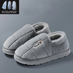 Men's slippers Winter Solid Color Wrap Heels Plush Slippers Non-slip