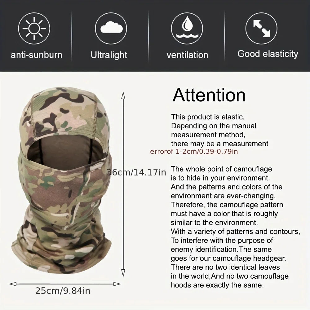 Tactical Windproof Balaclava for Bicycle Riding, Full Cover, Outdoor