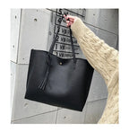 Big Black Shoulder Bags for Women Large Hobo Shopper Bag Solid Color