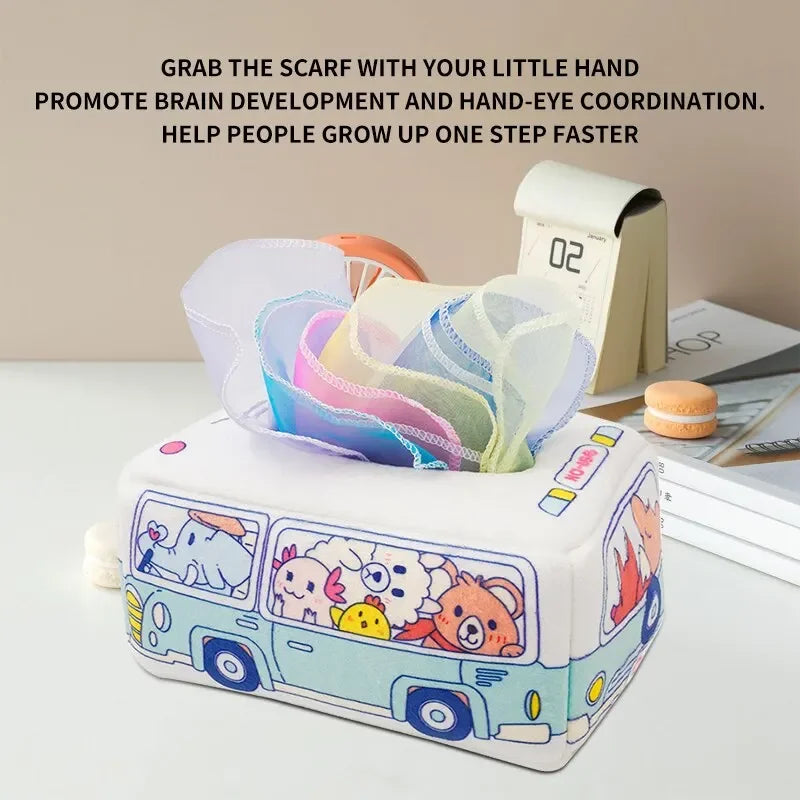 Baby Tissue Box Montessori Educational Toys Colorful Soft Sensory Toy