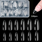 240 件 Almond False Nail Tips Clear Matt Soft Fake Nails Extension 12