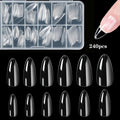 240 件 Almond False Nail Tips Clear Matt Soft Fake Nails Extension 12
