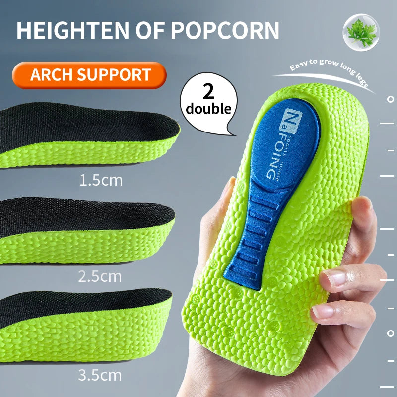 Memory Foam Height Increase Insoles for Men Women Shoes Flat Feet Arch