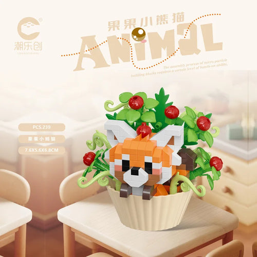 Cute dessert small animals potted bouquet cartoon doll panda puppy