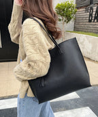 Big Black Shoulder Bags for Women Large Hobo Shopper Bag Solid Color