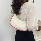 Womens Fashion Handbags Retro Solid Color Pu Leather Bag Half Simple