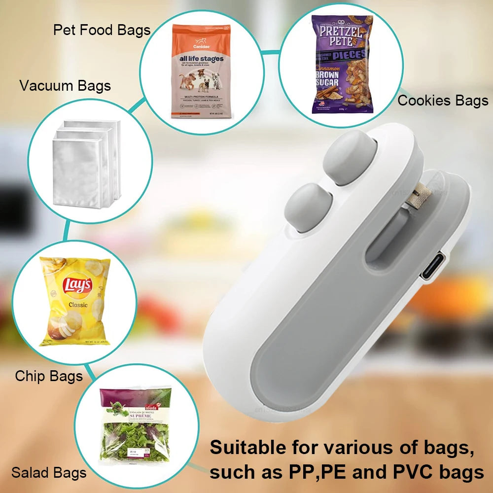 Mini Bag Sealer 2 in 1 Heat Sealer with Cutter Snack Bag Sealer