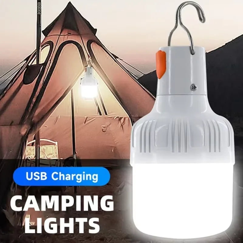 1PC Outdoor USB Rechargeable LED Lamp Bulbs 60W Emergency Light Hook
